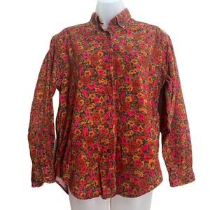 Vintage Lands End Floral Button‎ Up Size XS (4)